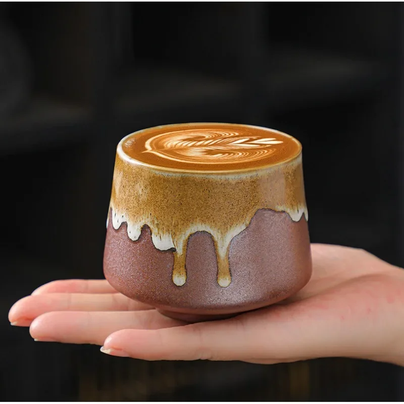 

Custom Unique Vintage Pottery Clay Coffee Mug Cup Gradient Glazed Japanese Style Creative Tea Ceramic Coffee Cup Mug