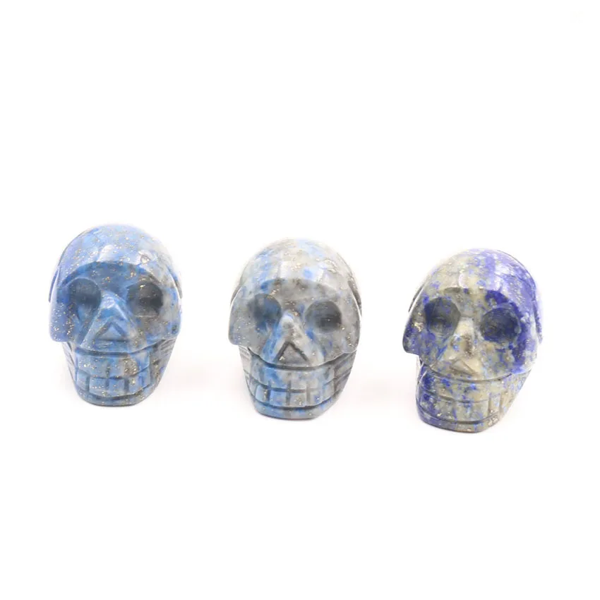 Natural Amethys Opal Carved Realistic Crystal Skull Sculpture Healing Energy Stone Collectible Figurine Skull Home Decoration