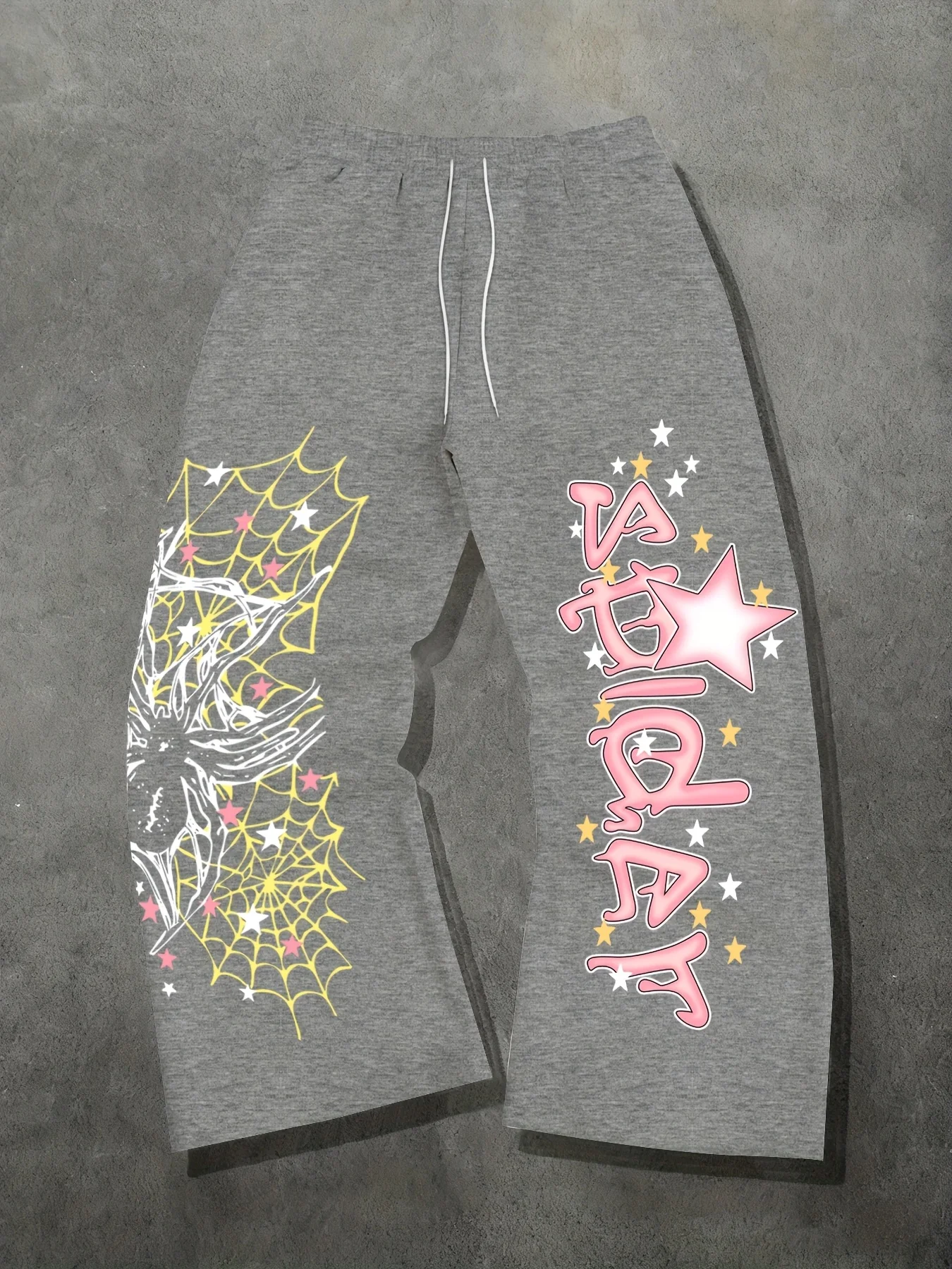 

Cool and Trendy Dark Style Sportswear Pants for Men, Loose Drawstring Sweatpants, Dark Style Retro Pattern Daily Casual Pants