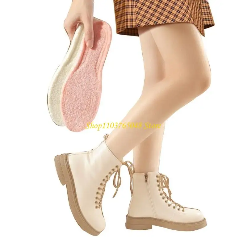 R53E Winter Warm Plush Insoles Archs Support Shock-absorbing Breathable Shoes Pad