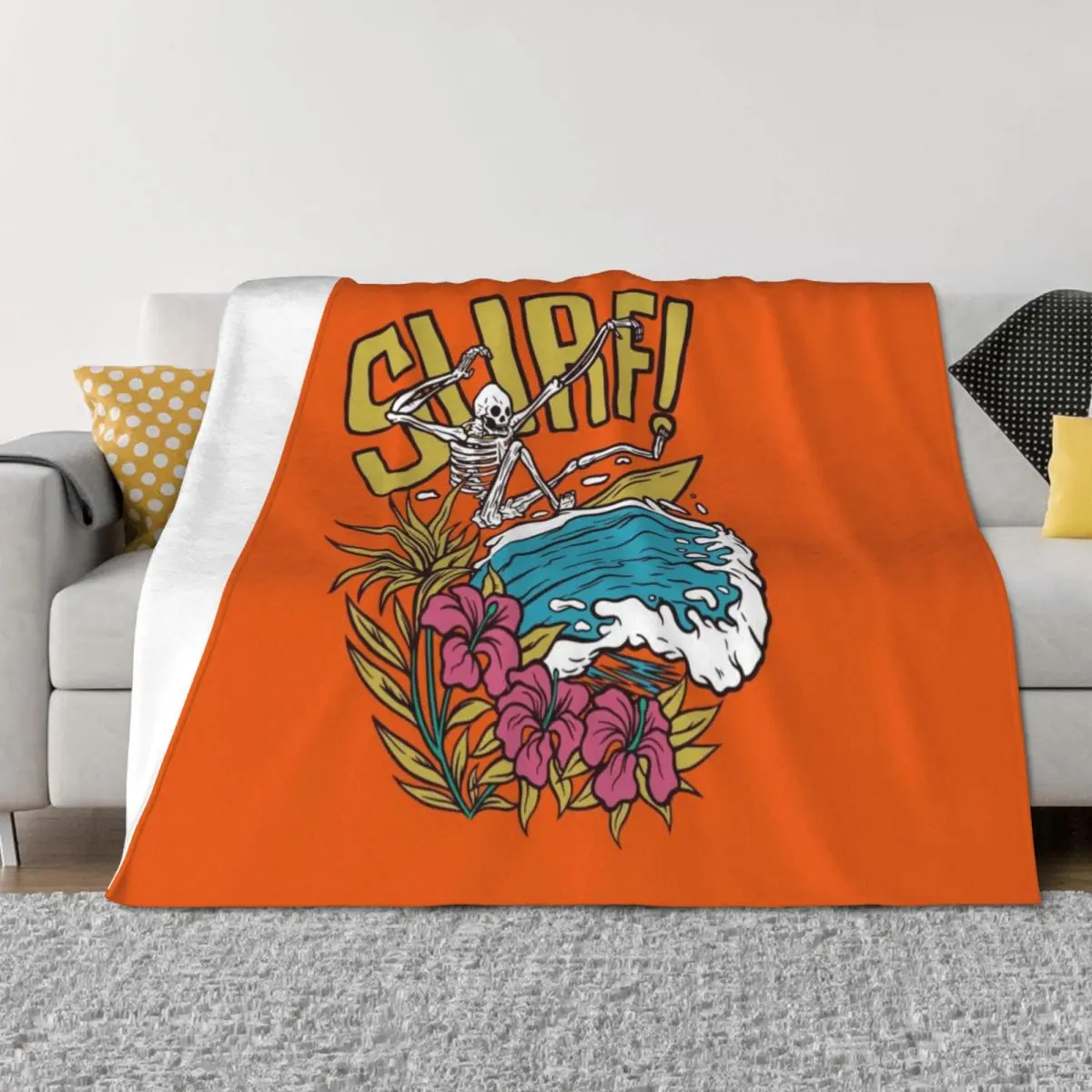 

Skeleton surfer, surfing Throw Blanket Sleeping Bag Fashion Sofas warm winter Blankets