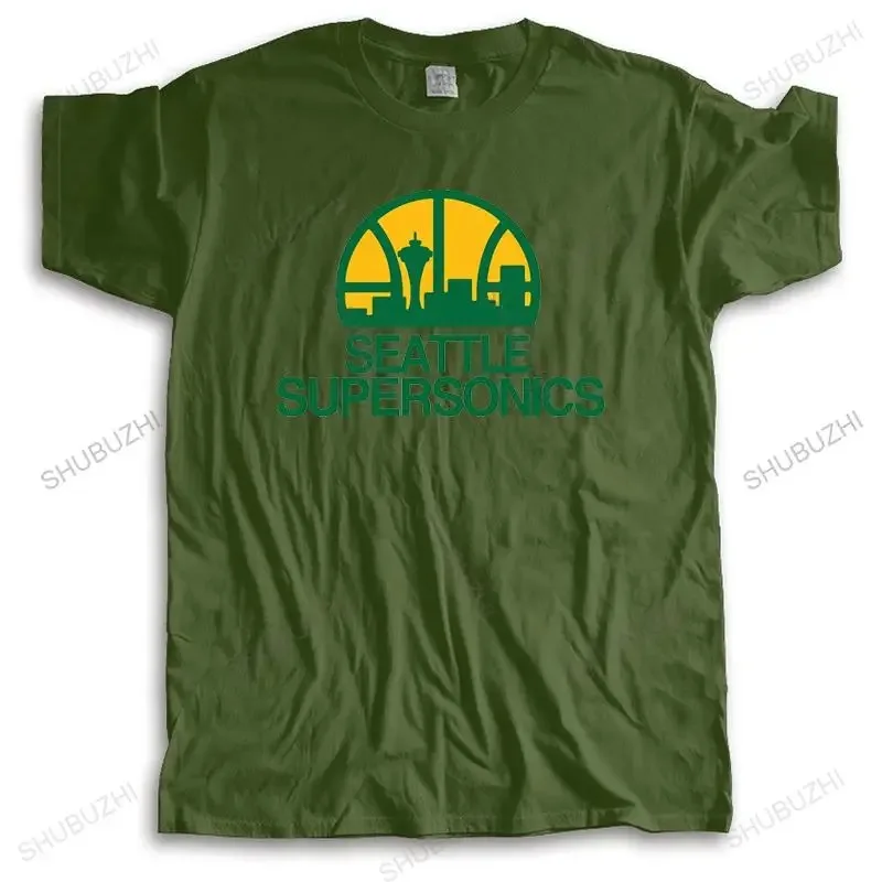 Fashion brand t shirt mens loose Seattle Supersonics brand t-shirt Cottonsummer teeshirt plus size drop shipping