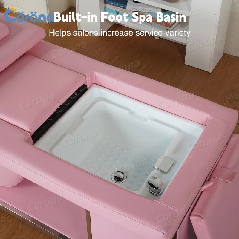 Luxury Thai Shampoo Bed with Foot Massage System for Hair Salon and Spa Electric Thai Shampoo Chair with Foot Spa Function