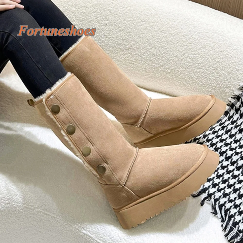 

Platform Slip On Women Boots Round Toe Solid Rivet Knee High Boots Comfortable Fashion Casual 2025 Newest Winter Snow Warm Boots