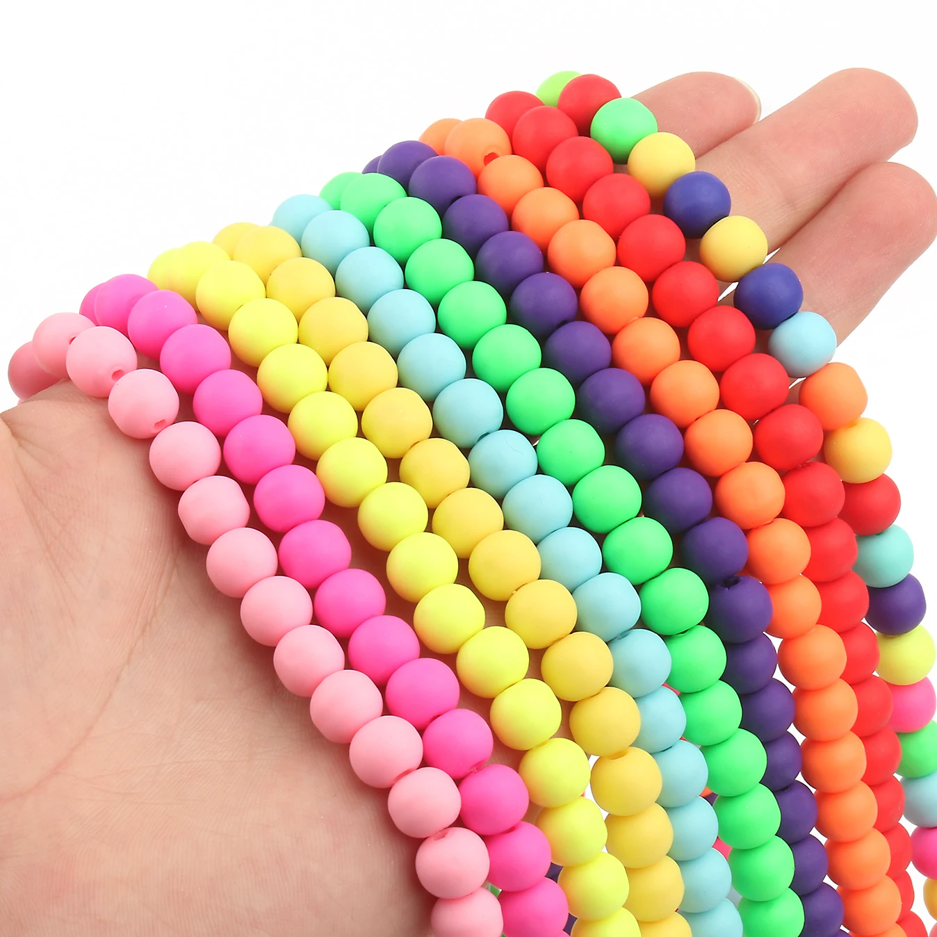 8mm Round Polymer Clay Beads Matte Loose Spacer Beads for Women Jewelry Making DIY Needlework Boho Summer Bracelets Necklace