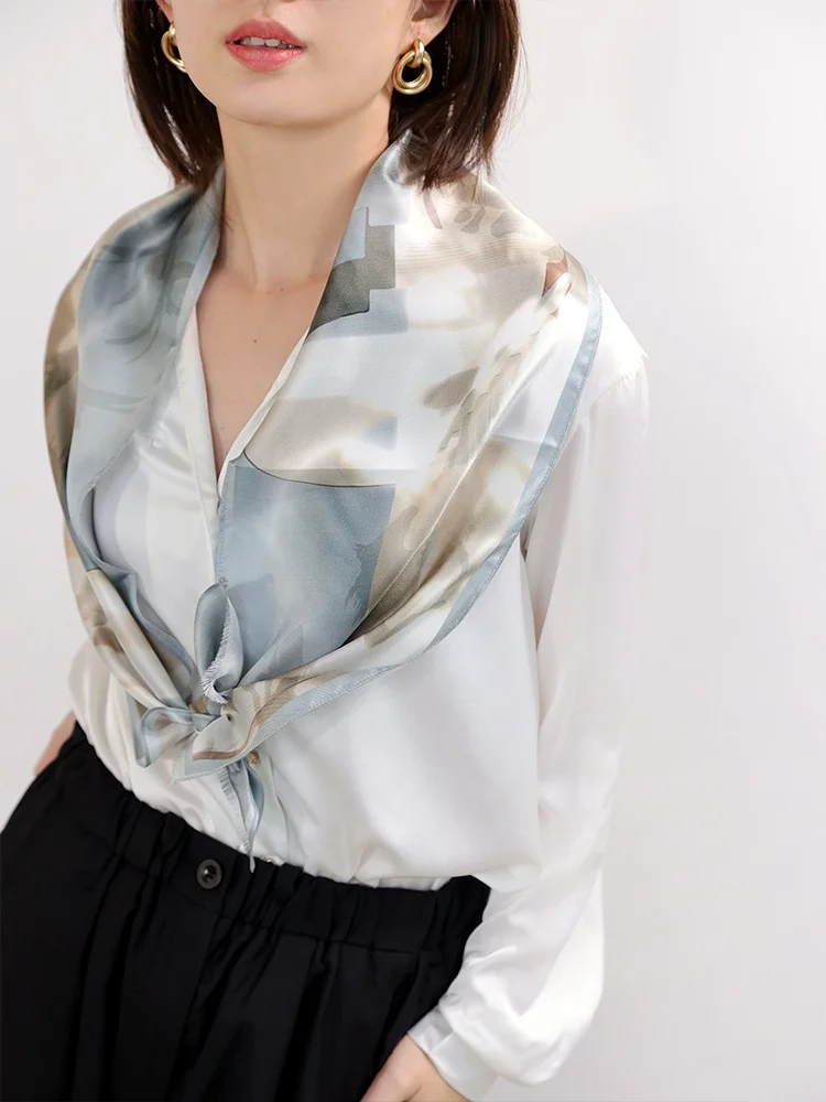kaliiya-original-old-money-style-glimmering-silk-small-scarf-spring-summer-decorative-necktie-grey-blue-floral-pattern