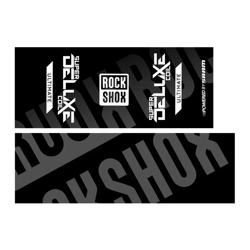 مجموعة من ملصقات ملف rockshox SUPER DELUXE لعام 2021 مع قطعتين من العجلات الأمامية والخلفية، ملصق الصدمات الخلفي للدراجة الجبلية AM DH