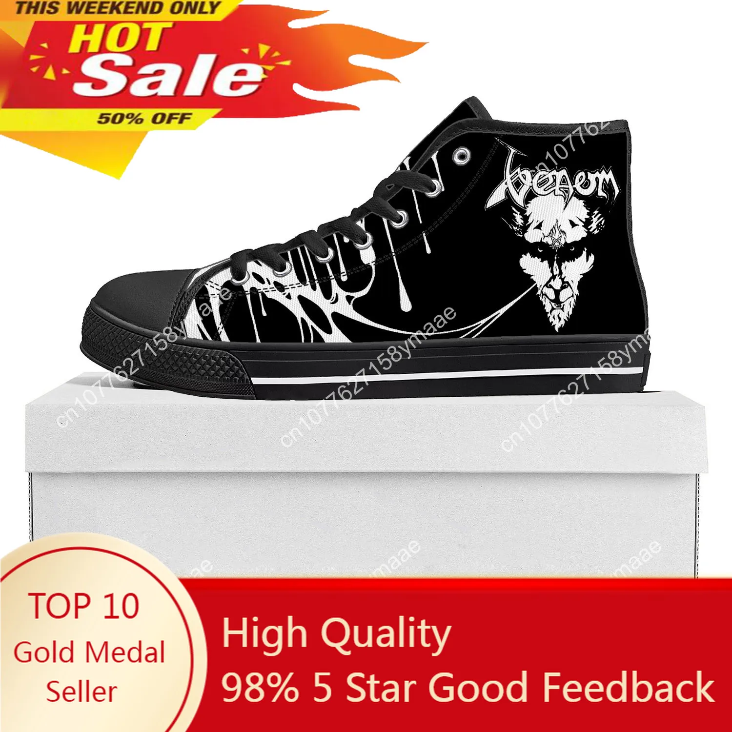 

Venom Band High Top High Quality Sneakers Mens Womens Teenager Canvas Sneaker Welcome To Hell Custom Made Shoes Customize Shoe