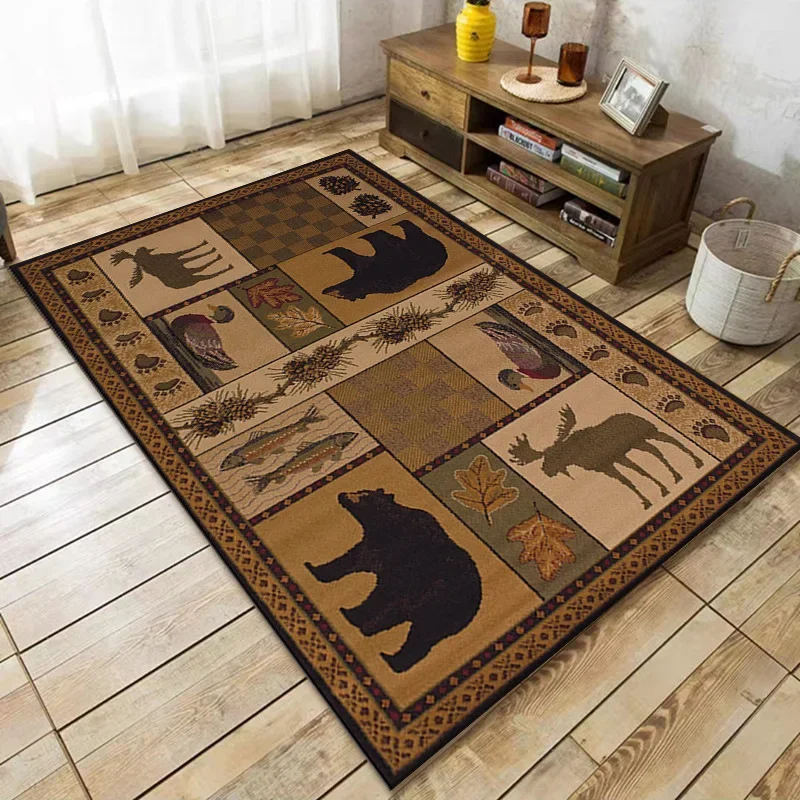 Vintage Rustic Crystal Pile Carpet Non-Slip Dirty Resistant Household Living Room Bedroom Floor Mat