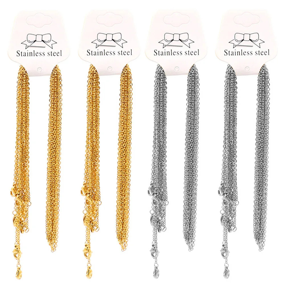 10pcs Stainless Steel Necklace Cuban Chains Hypoallergenic Rolo Link for DIY Jewelry Making
