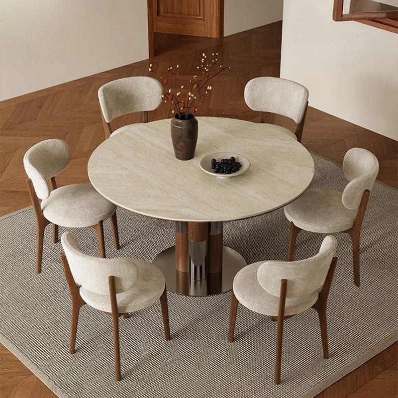 

Fangyuan dual-purpose rock slab dining table solid wood with induction cooker small apartment modern light luxury high-grade ash