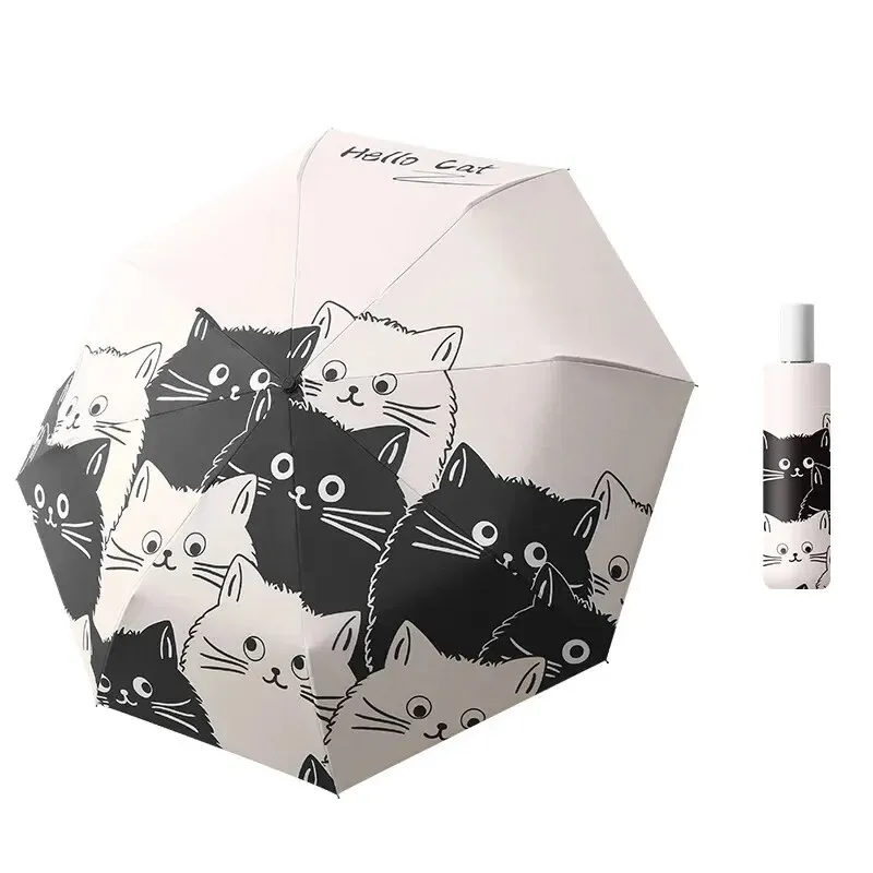 Cat Umbrellas Automatic Large Sunscreen Sunshade Umbrellas Sunny Rain Dual-Use Umbrella UV Folding Umbrella