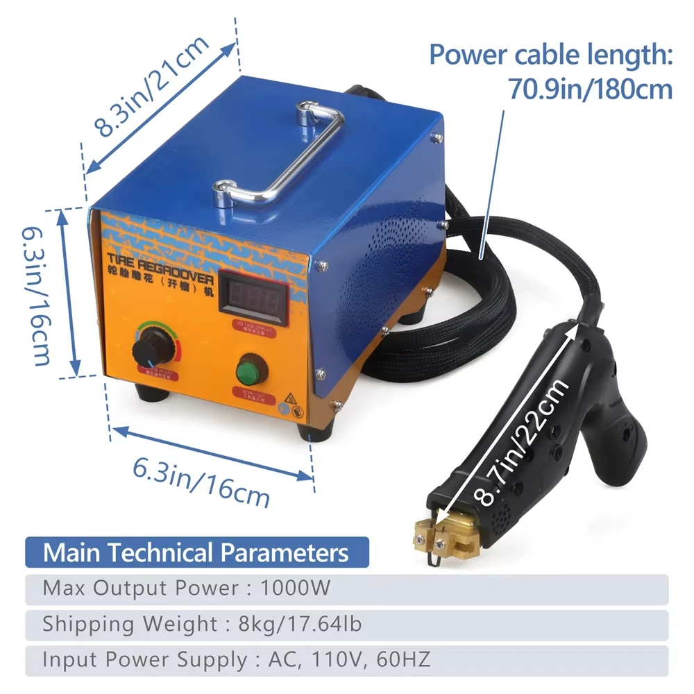 

TR-1KW Digital Rubber Tire Regroover Machine Tyre Groover Tool with U/V-Shaped Tire Rubber Cutting Machine /gillette Razor Blade
