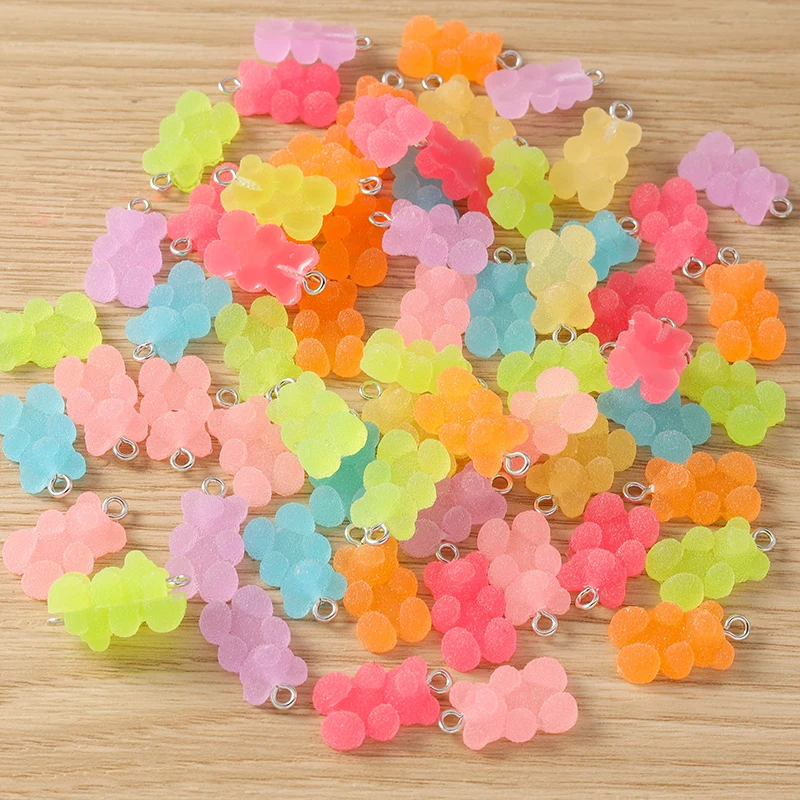 20 Stück 11x19mm Cartoon Bonbonfarben Harz Gummibärchen Charms Anhänger für Schmuckherstellung Tropfen Ohrringe Halsketten DIY Bastelbedarf – Detail 11
