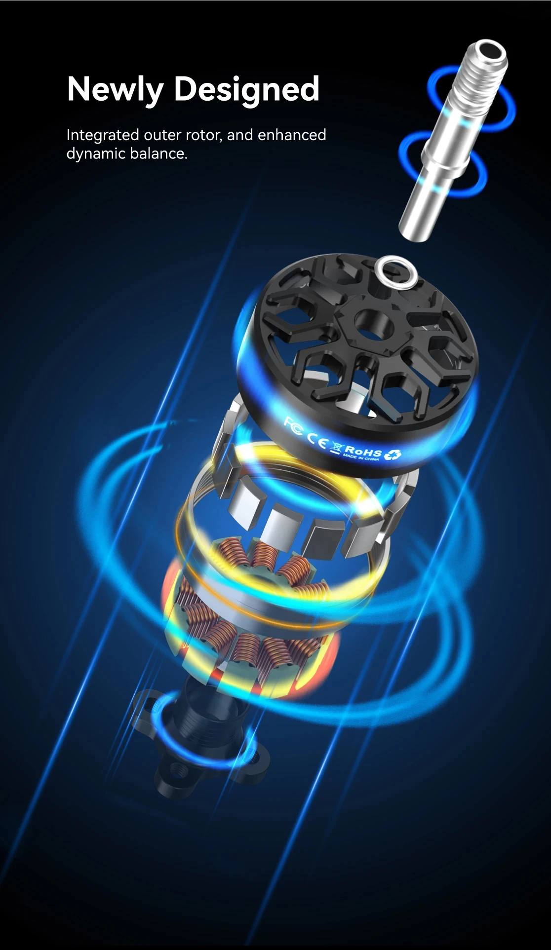 SpeedyBee 2306.5-1800KV Suporte para motor sem escova 6S Lipo Motor para Master5V2 5 polegadas FPV Racing Freestyle Quadcopter