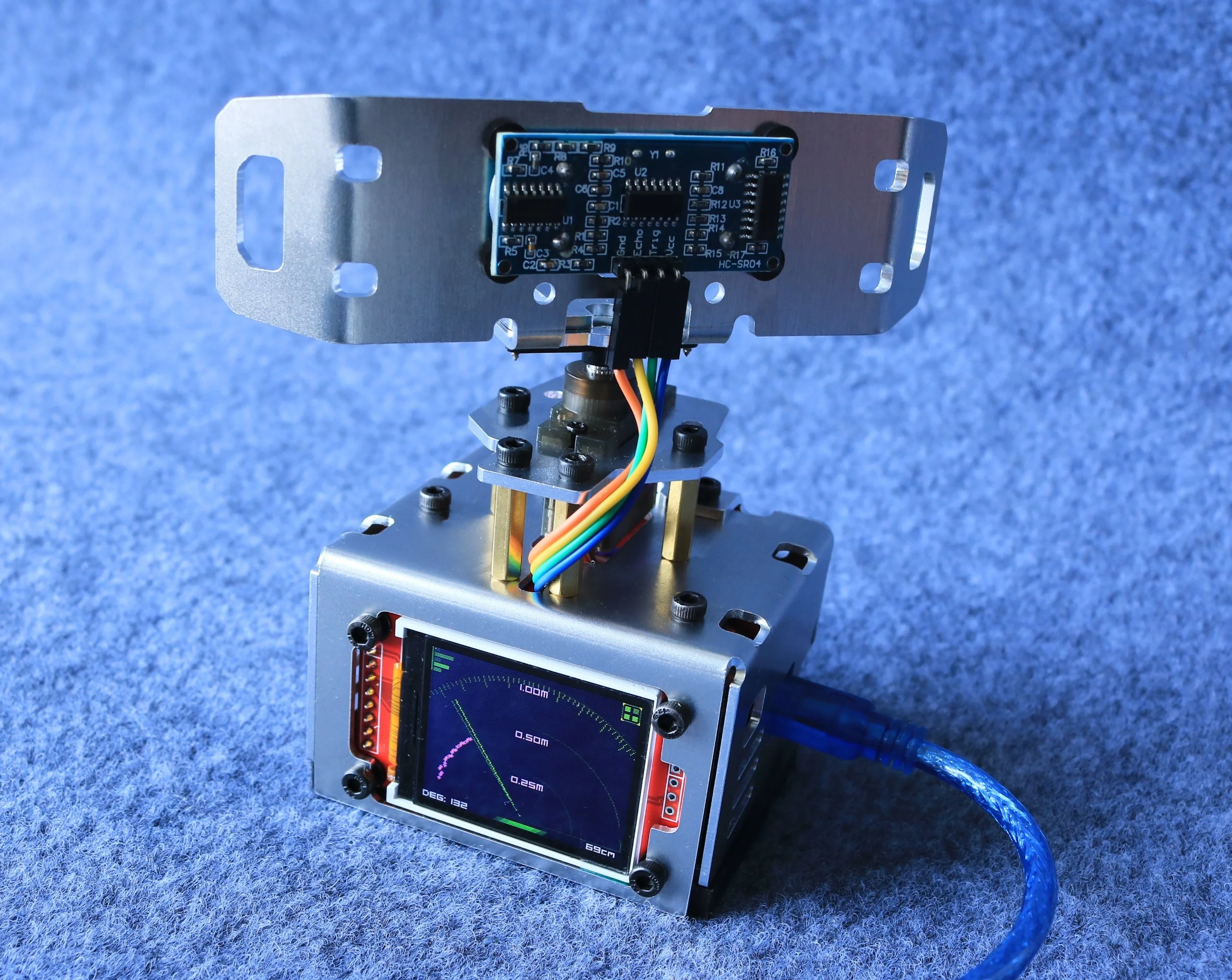 Robot Radar ultrasónico MG90S con pantalla de 1,8 pulgadas, Detector de soporte de Metal para Robot Arduino, Kit DIY, Kit de Robot programable NANO