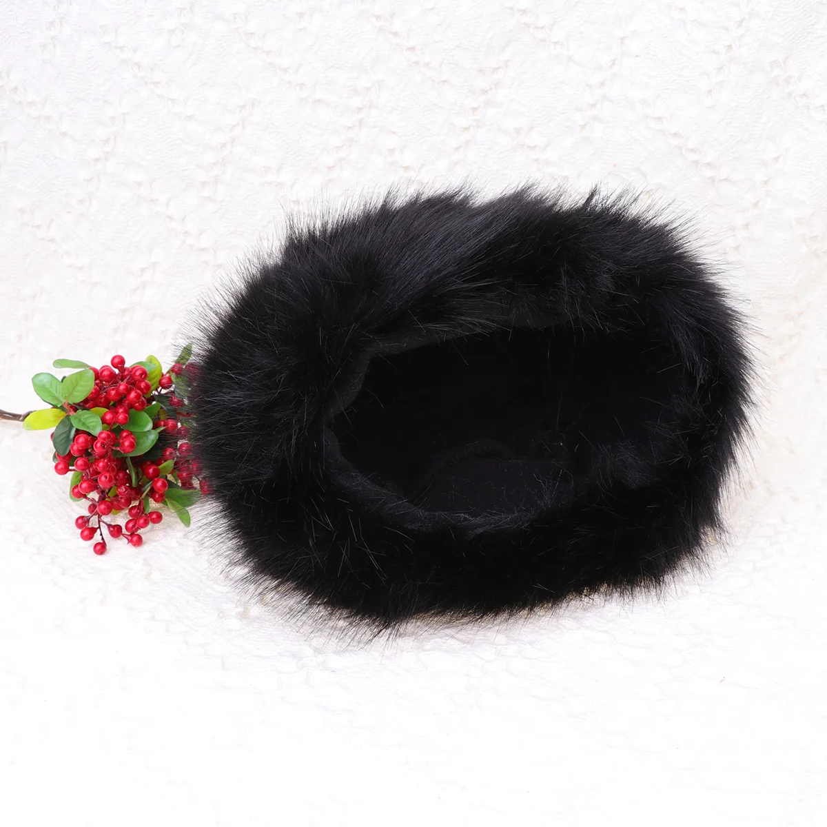 Winter Faux Fur Hat Warm Fashion Fluffy Ski Earmuff Cold Weather Hat for Girls Women (Black) fur women hat