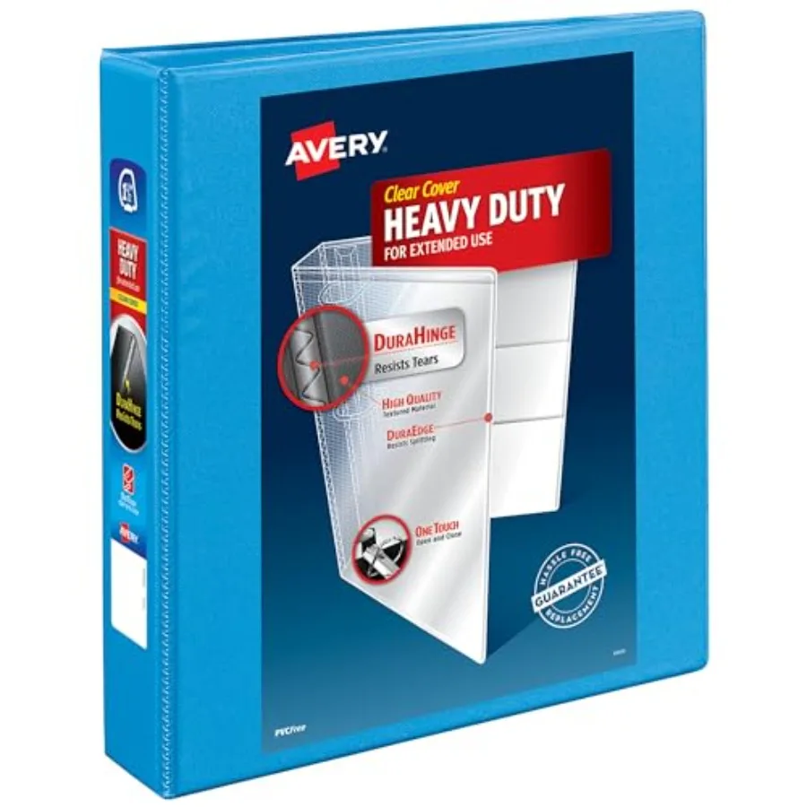 

Heavy-Duty View 3 Ring Binder, One Touch Slant Rings, Holds 8.5" x 11" Paper, 1 Light Blue Binder