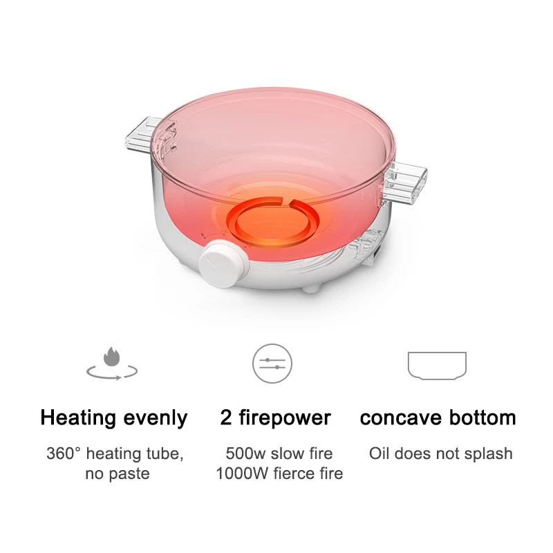 Multifunctional electric hot pot household 2/3L integrated student dormitory small electric cooking pot electric hot pot