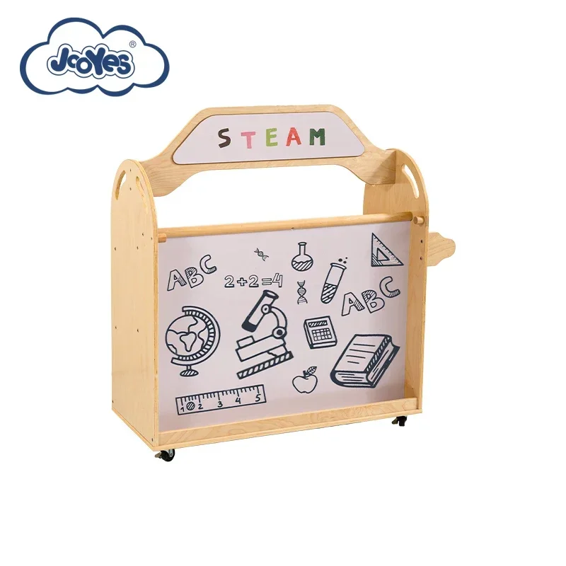 Hot selling preschool furniture steam moving cabinet kindergarten movable material cabinet