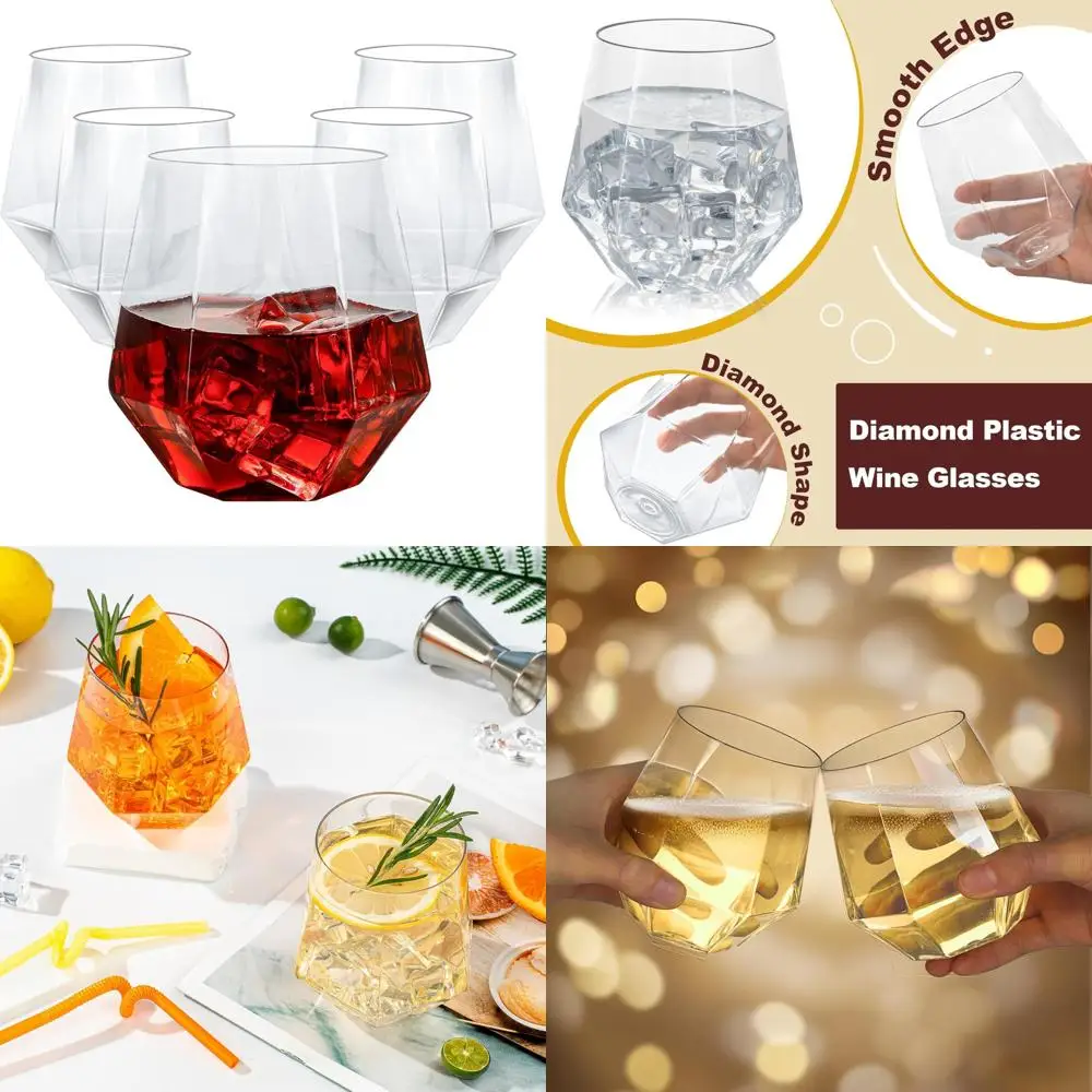 

Набор из 80 одноразовых пластиковых бокалов для вина на 12 унций для свадеб, дней рождения и коктейлей