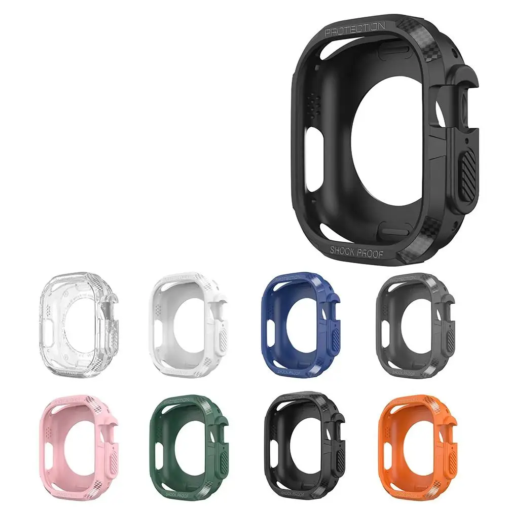 Hoes Siliconen Case Accessoires Shell Holle Beschermframe Anti-Kras Accessoires Screen Protector Voor Apple Watch