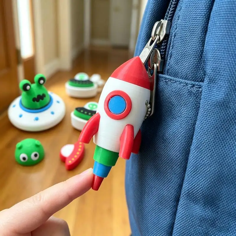 Rocket Clicker Fidget Keychain Keyboard-Style Sensory Toy For Stress Relief Funny Decompression Gifts For Children Adults