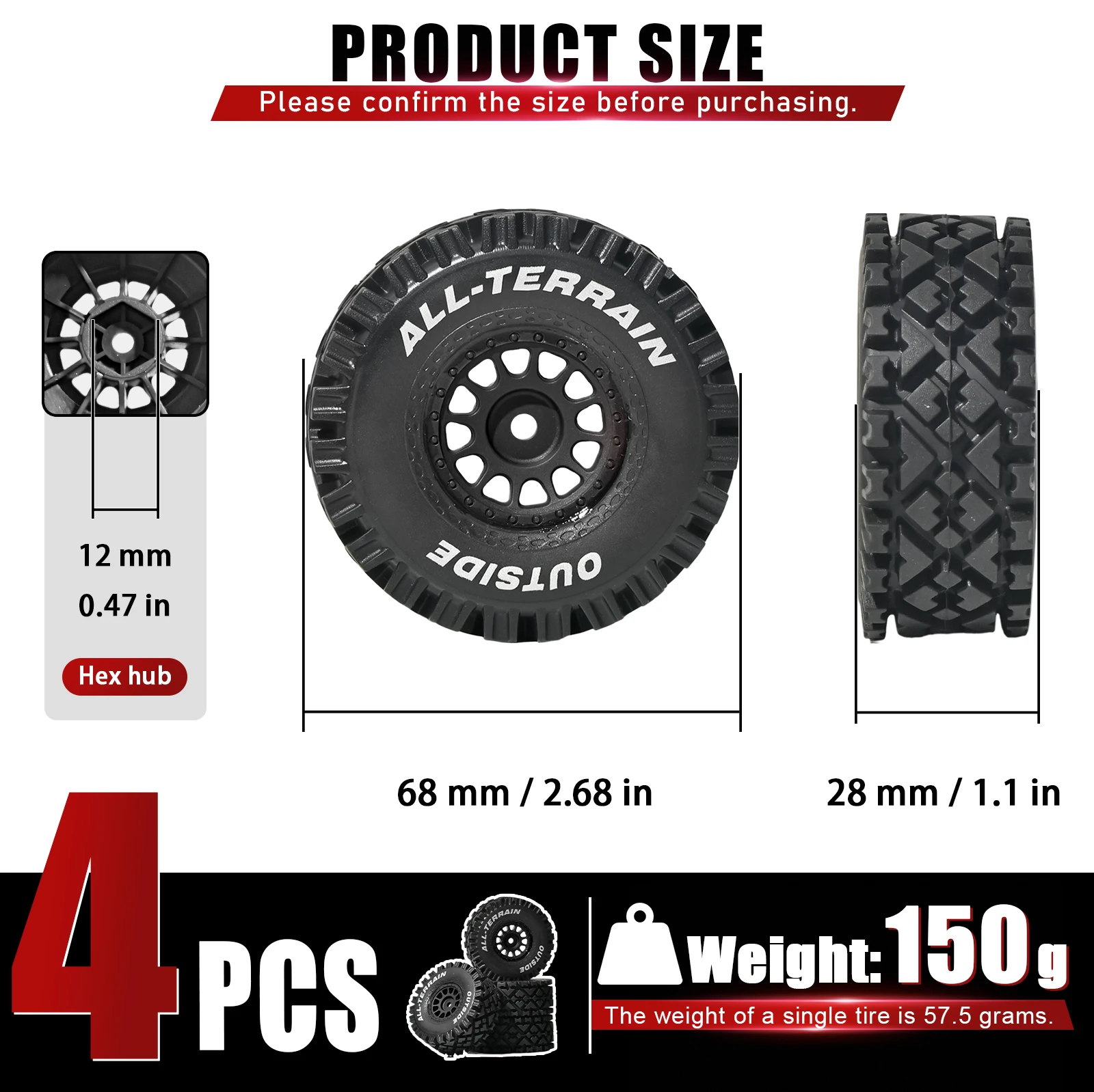 4 neumáticos y llantas para mo - Wheel Rim Rc reseña y precio