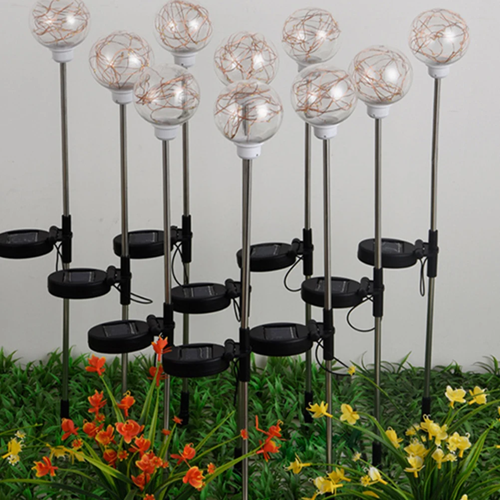 

2Pcs Solar L Light LED Garden Ground Plug Stainless Steel Ball Waterproof Outdoor Energy Saving Festive Atmosphere Solar