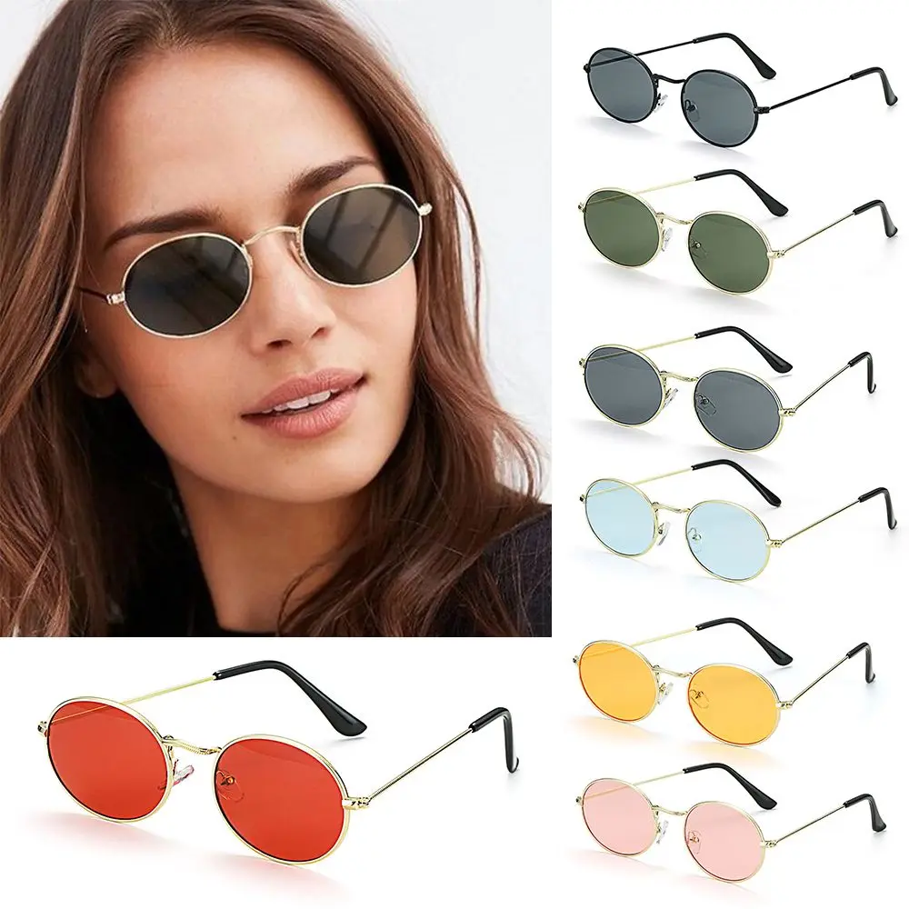 Women Steampunk Oval Sunglasses Gold Silver Small Frame Retro Sex Round Sunglasses 400UV Gradient Mirror Glasses Driver Goggles