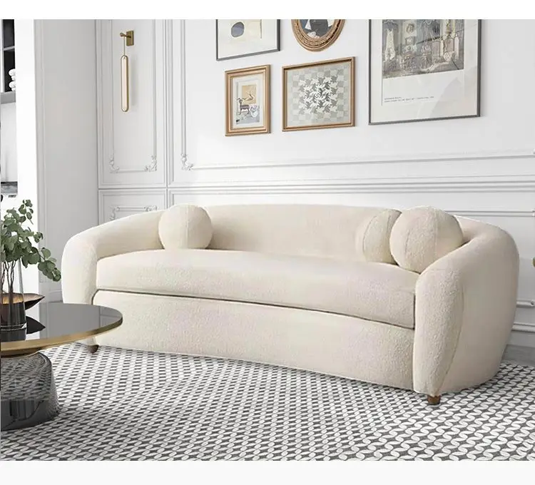 Sofá elástico minimalista curvo para adultos, Sillón Modular Vintage para relajarse, color blanco, grande y único, muebles ergonómicos para el hogar