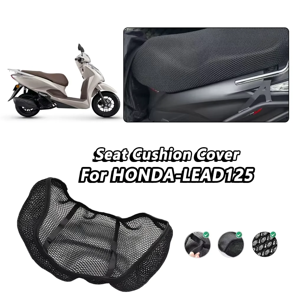 

For HONDA LEAD125 3D Breathable Mesh Motorcycle Seat Cover Scooter Black Seat Covers Cushion Anti-Slip Cover Grid Seat Cover