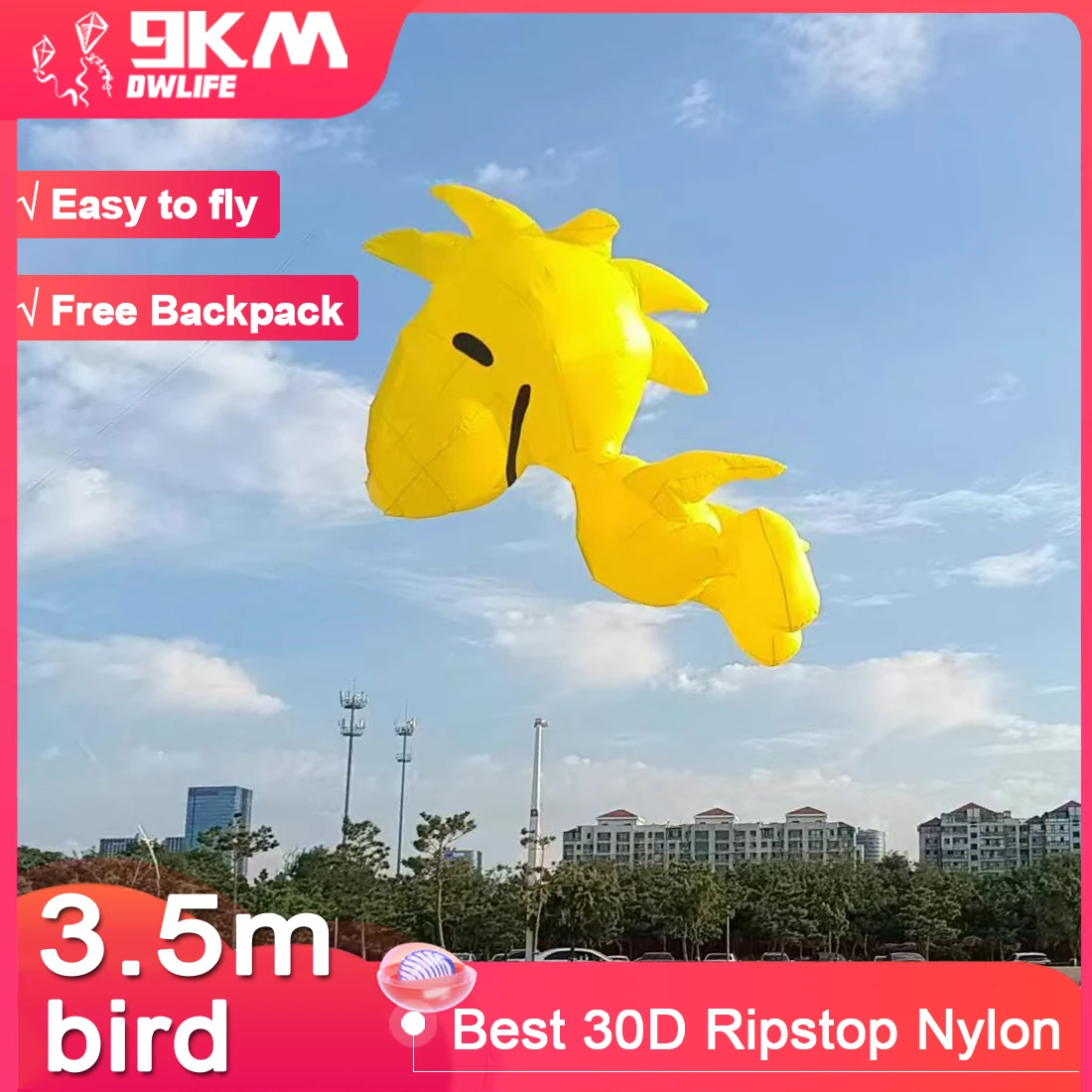 9KM 3.5m Bird kite Line Laundry Pendant Soft Inflatable Show Kite for Kite Festival 30D Ripstop Nylon Fabric (Accept wholesale)