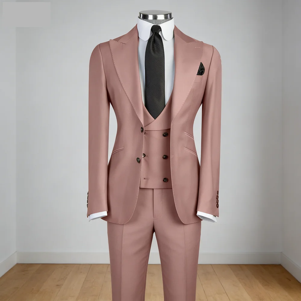 

Мужской костюм-тройка, однотонный белый, с лацканами и карманами, для вечеринок, свадеб, офиса, рабочая куртка