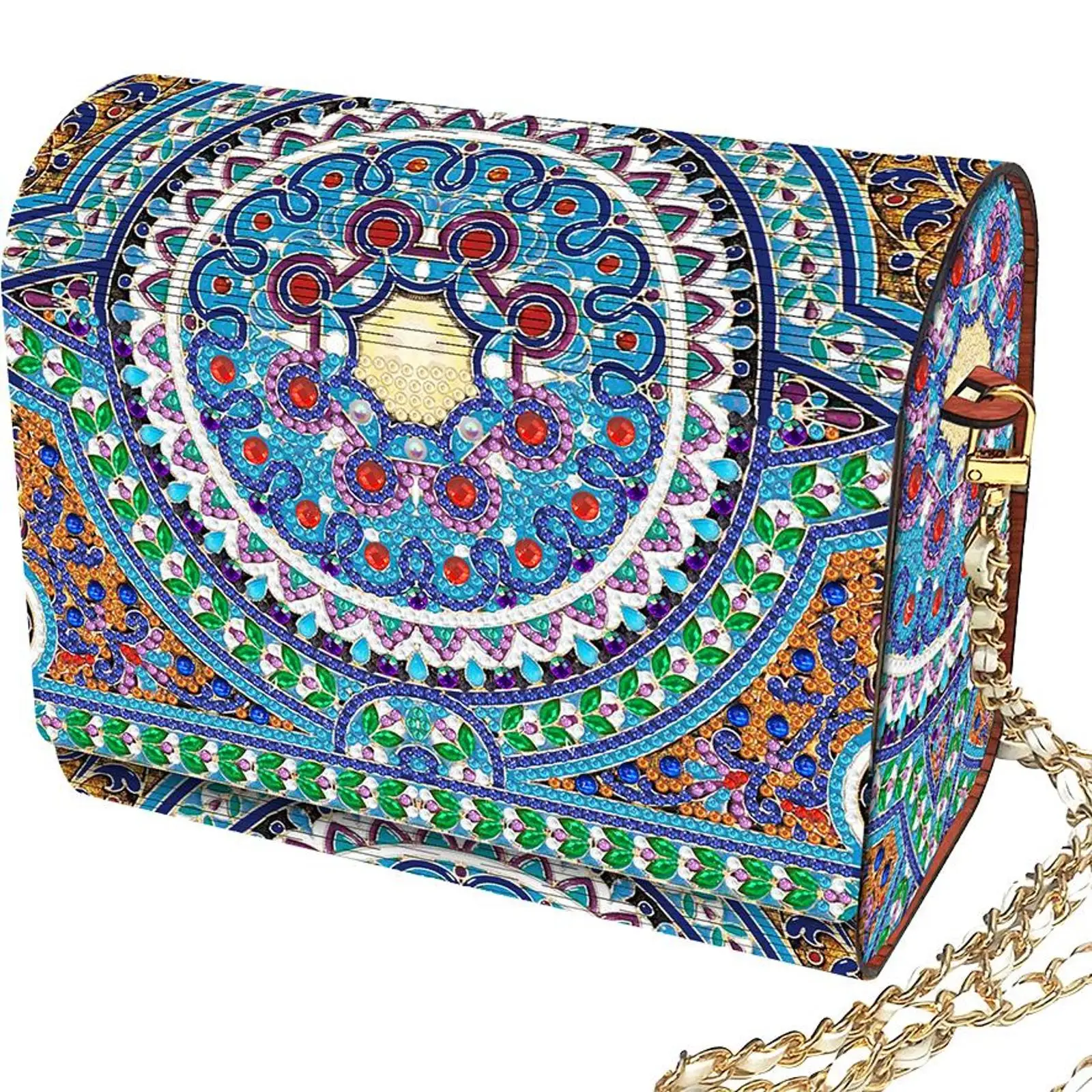 

DIY Mandala Diamond Art Wooden Coin Pouch with Chain 5D Diamond Painting Purse
