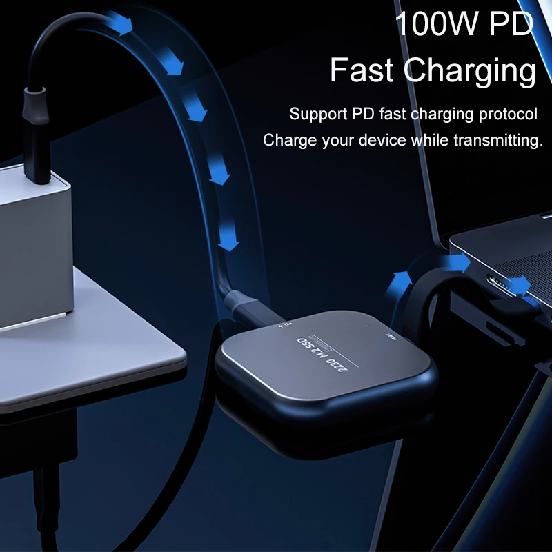 마그네틱 M.2 2230 NVMe SSD 인클로저 100W PD Type-C 4K HDMI 어댑터 도킹 스테이션 SSD 케이스 USB C-NVMe for Phone MacBook ,Magnetic M.2 2230 NVMe SSD Enclosure 100W PD Type-C 4K HDMI  Adapter Docking Station SSD Case USB C to NVMe for Phone
