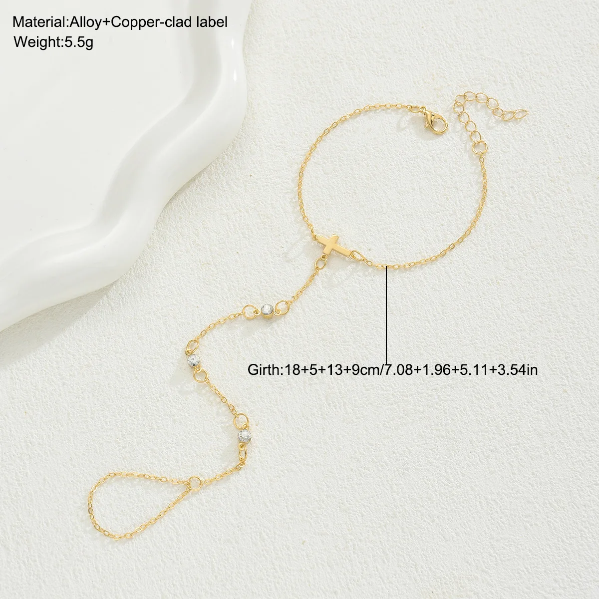 New Integrated Cross Bracelet, Environmentally Friendly Alloy, Versatile Metal Chain for Daily Use, Hand Back Chain for Women