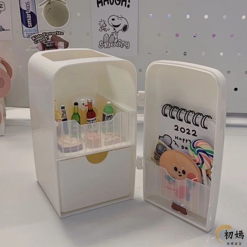 Portalápices de refrigerador creativo de dibujos animados, estuche de papelería multifuncional, lindo soporte de almacenamiento de escritorio para estudiantes, moda dulce