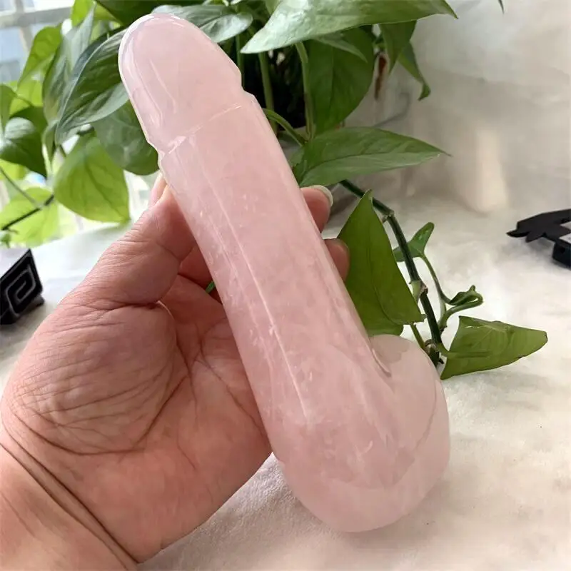 18cm Large Size Natural Rose Quartz Crystal Massage Penis Wand Gemstone Yoni for Women Health Smooth Polished