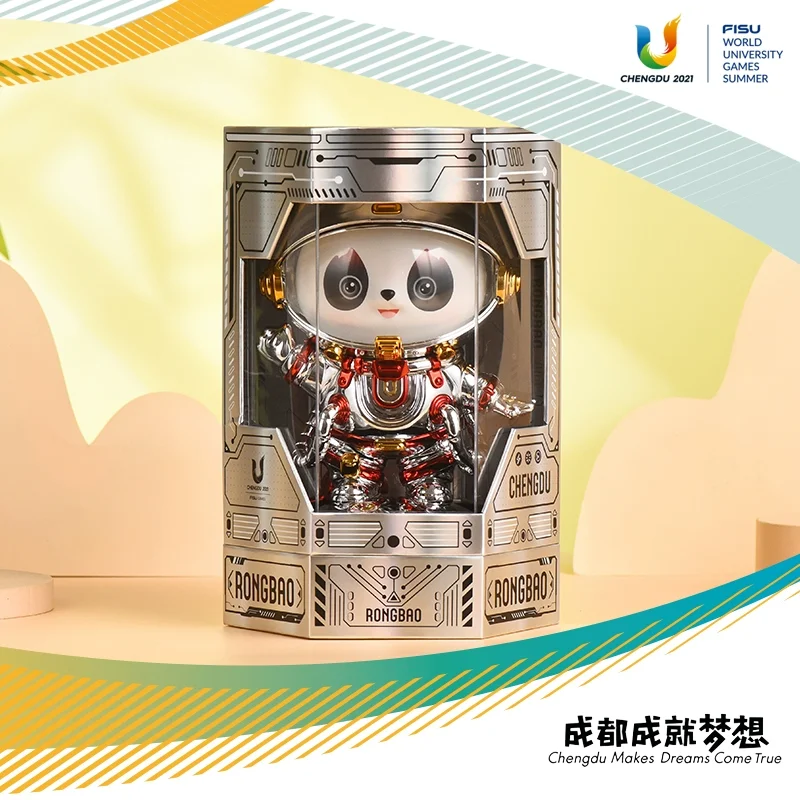 17cm Chengdu Summer Universiade Rongbao Mascot Space Panda Handmade Home Decorations Astronaut Doll Collection Ornaments Gifts