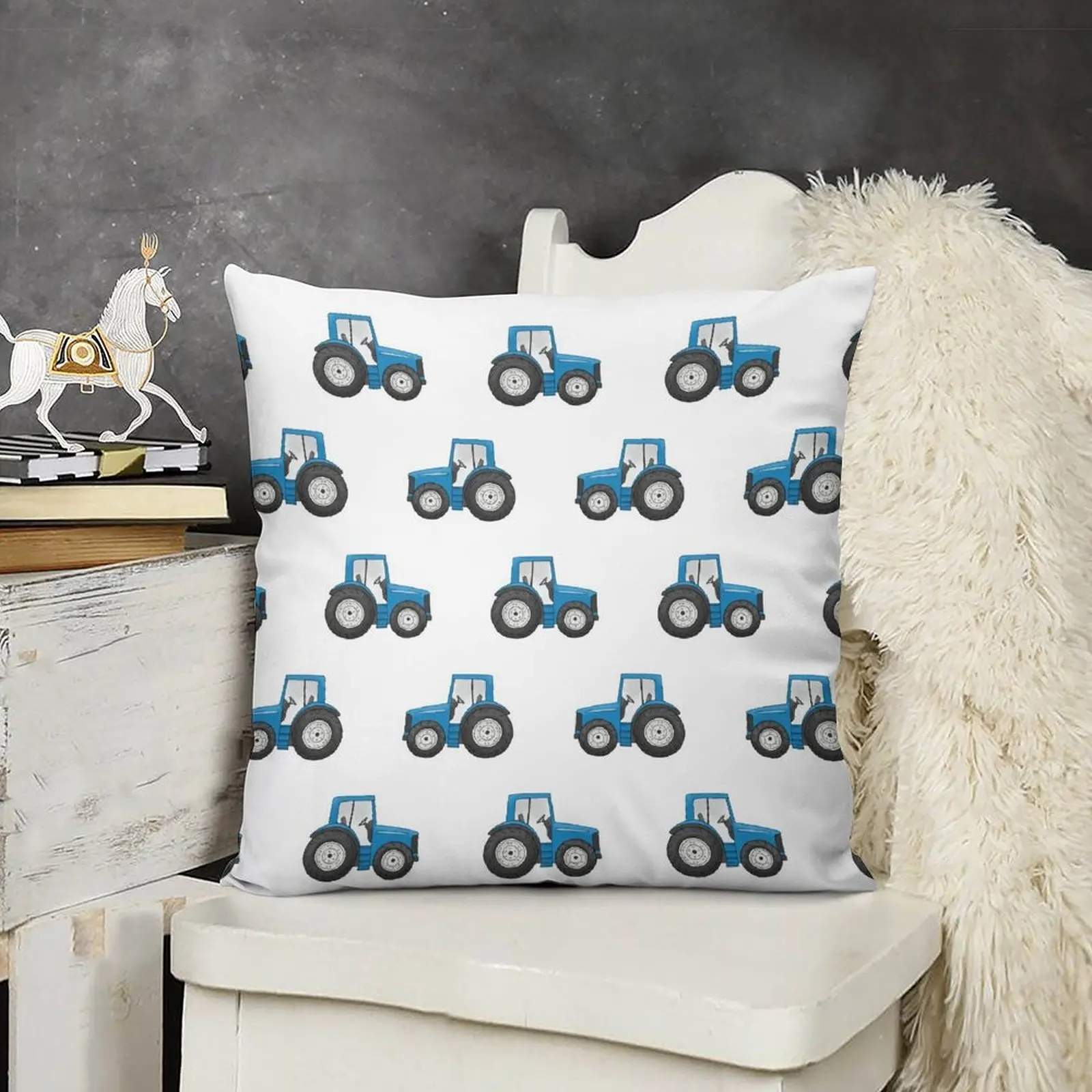 

Rows of Blue Tractors farm pattern on a white background Throw Pillow Luxury Cushion Cover christmas ornaments 2025 pillow
