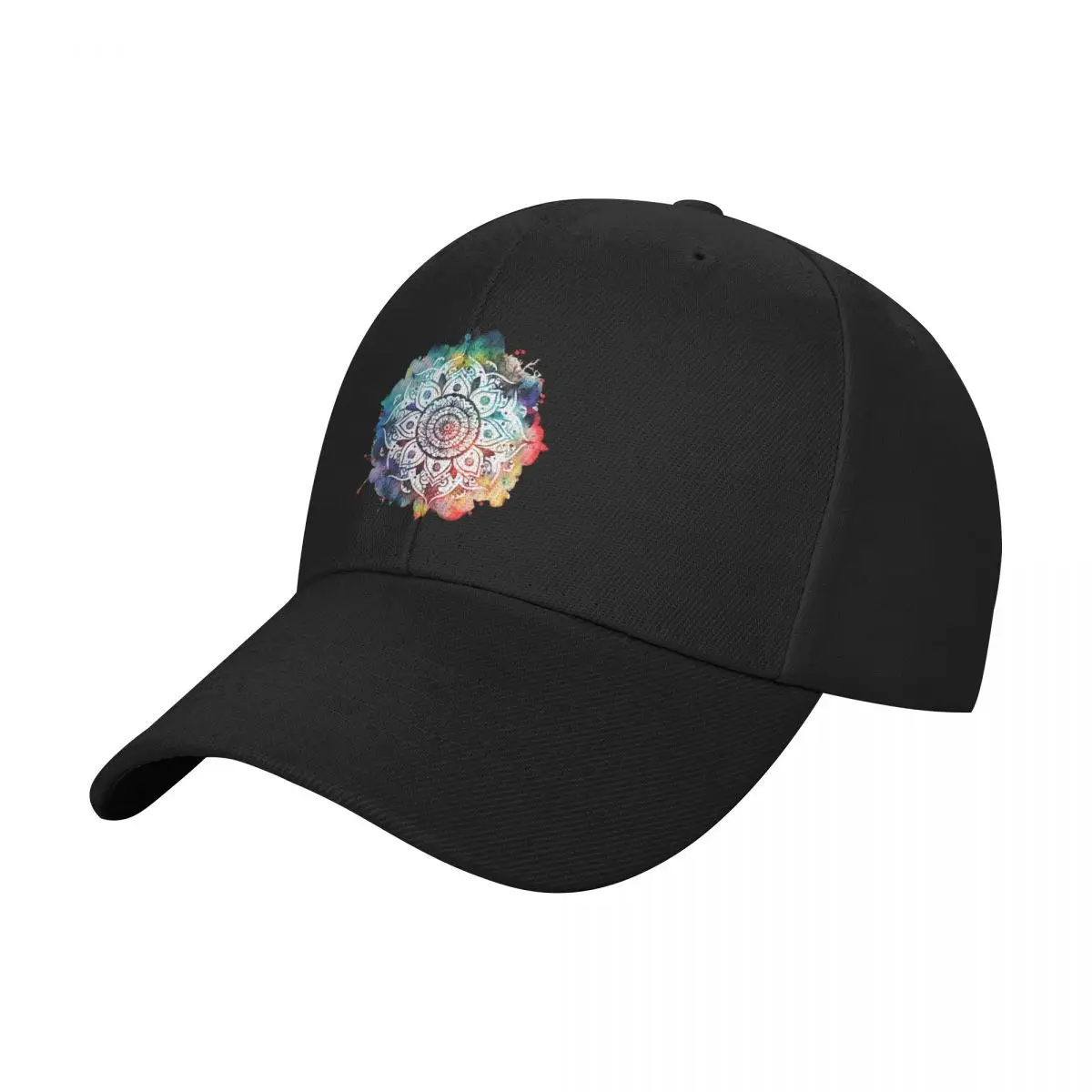 A Stencil Boho Mandala with Watercolor Background - Sacred Space Mandalas Collection Baseball Cap