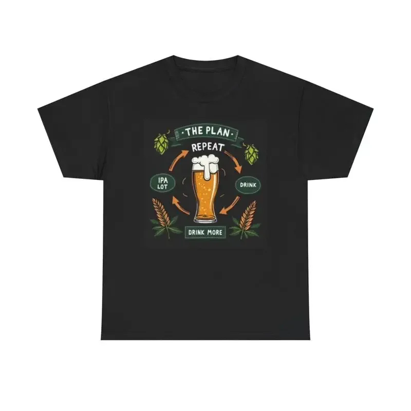 The Plan Drink Beer Funny T Shirt Heavy Cotton