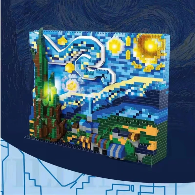 Arte creativa Dipinti di Van Gogh La notte stellata MOC La grande ondata di Kanagawa Micro blocchi di costruzione Giocattoli educativi Regali per bambini