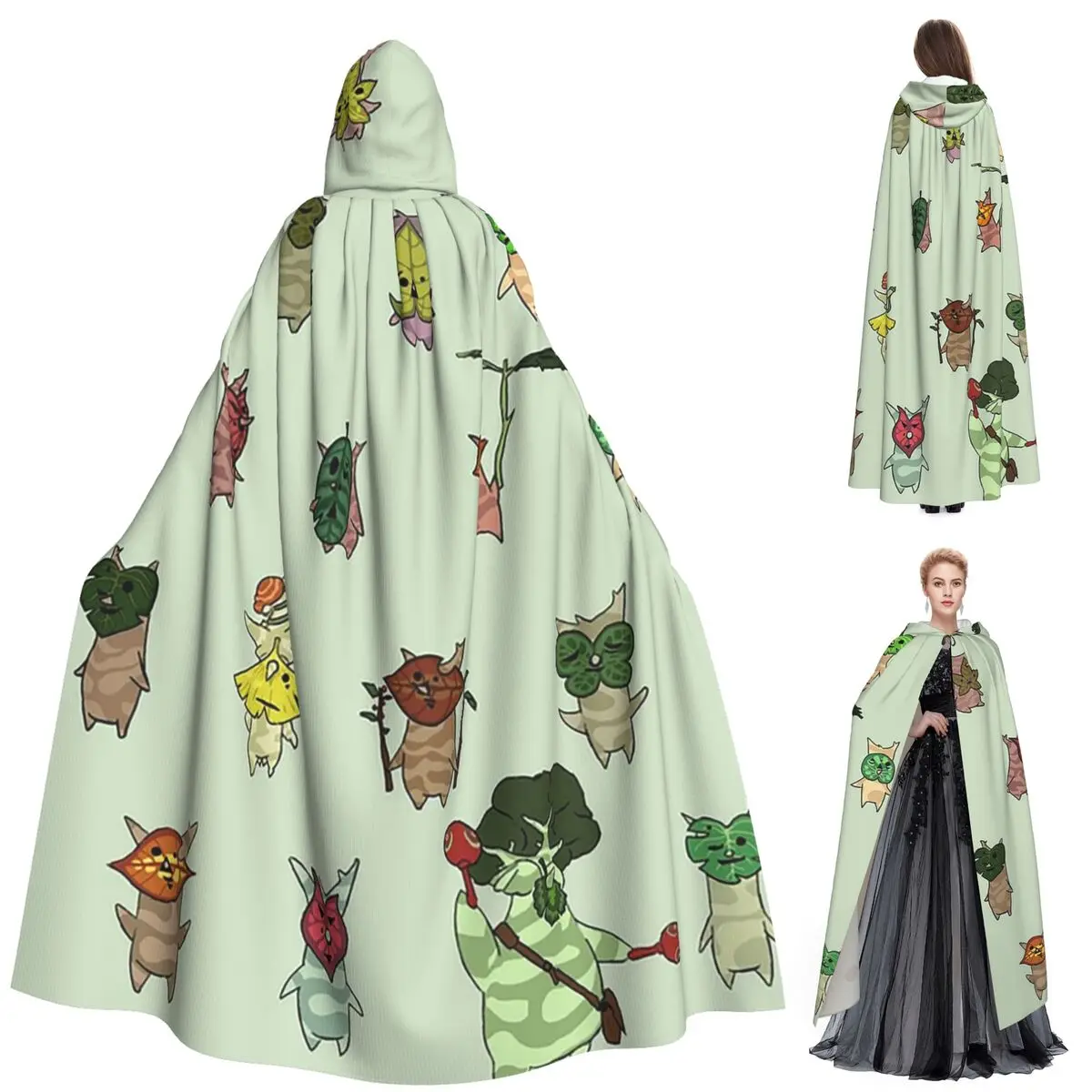 

Korok 1 Long Hooded Cloak Witch Medieval Costume Cosplay Cape HalloweenParty Adult Unisex