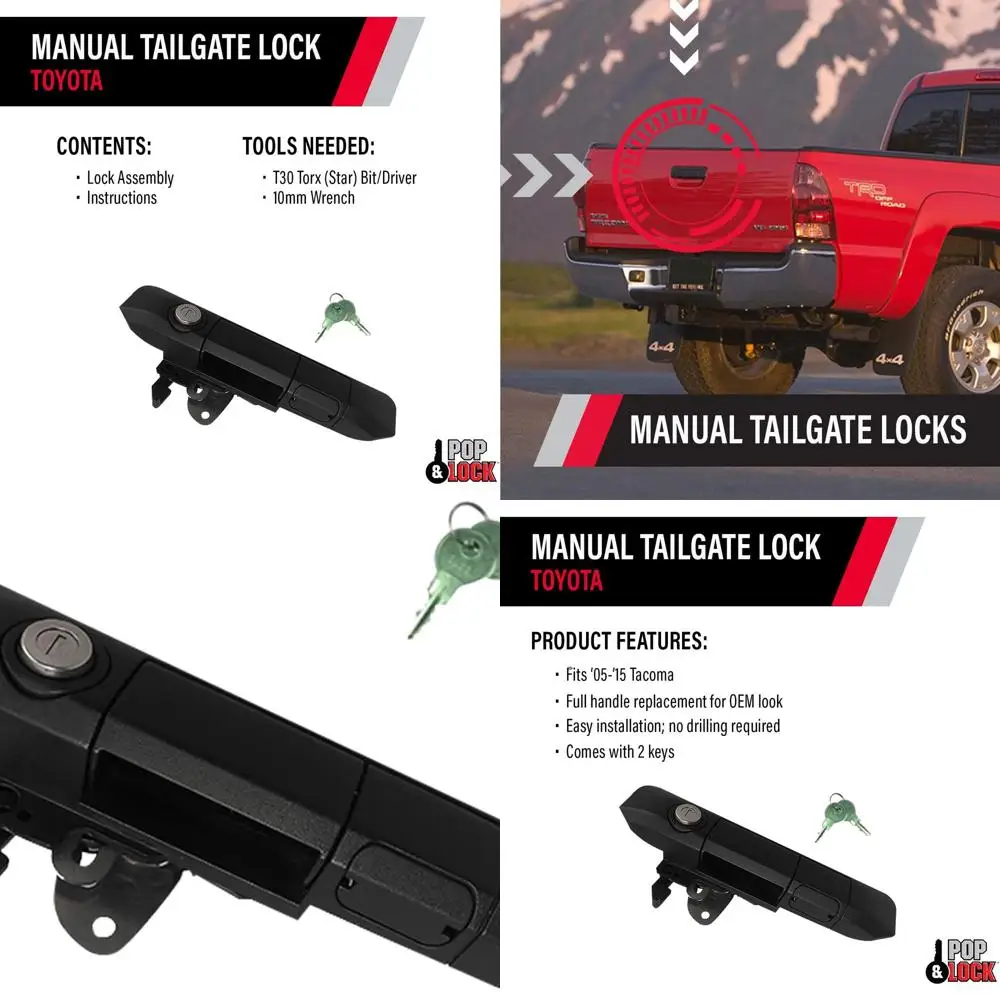 

– Ручной замок задней двери для Toyota Tacoma, подходит для моделей 2005–2015, противоугонный, замена замка задней двери грузовика, простота установки
