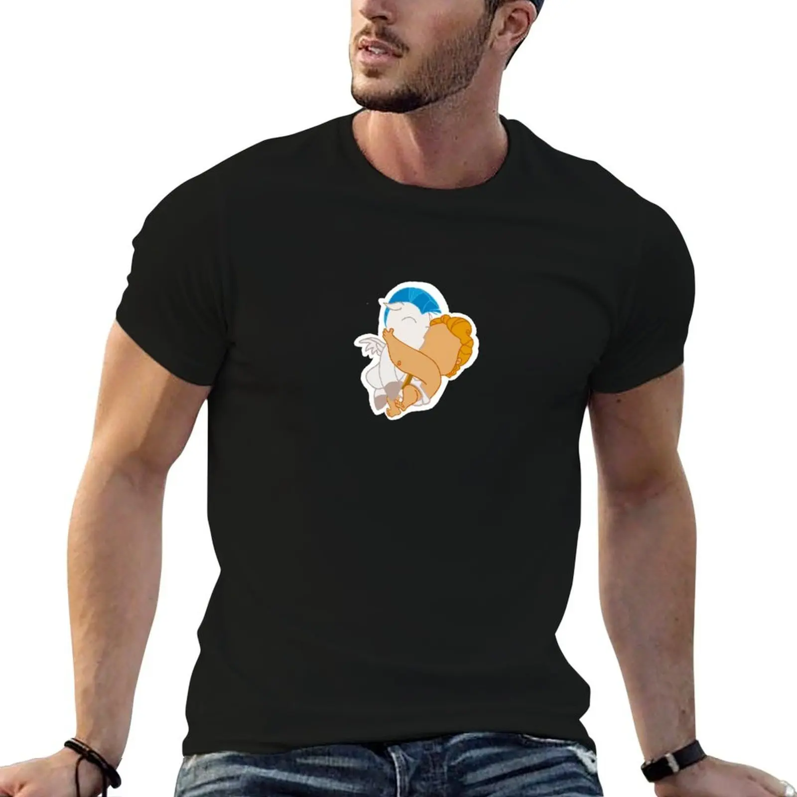 Camiseta con estampado de Bebé Hércules y Pegaso, camiseta para hombre, camiseta de anime de verano, camiseta para hombre, camiseta de algodón pesado