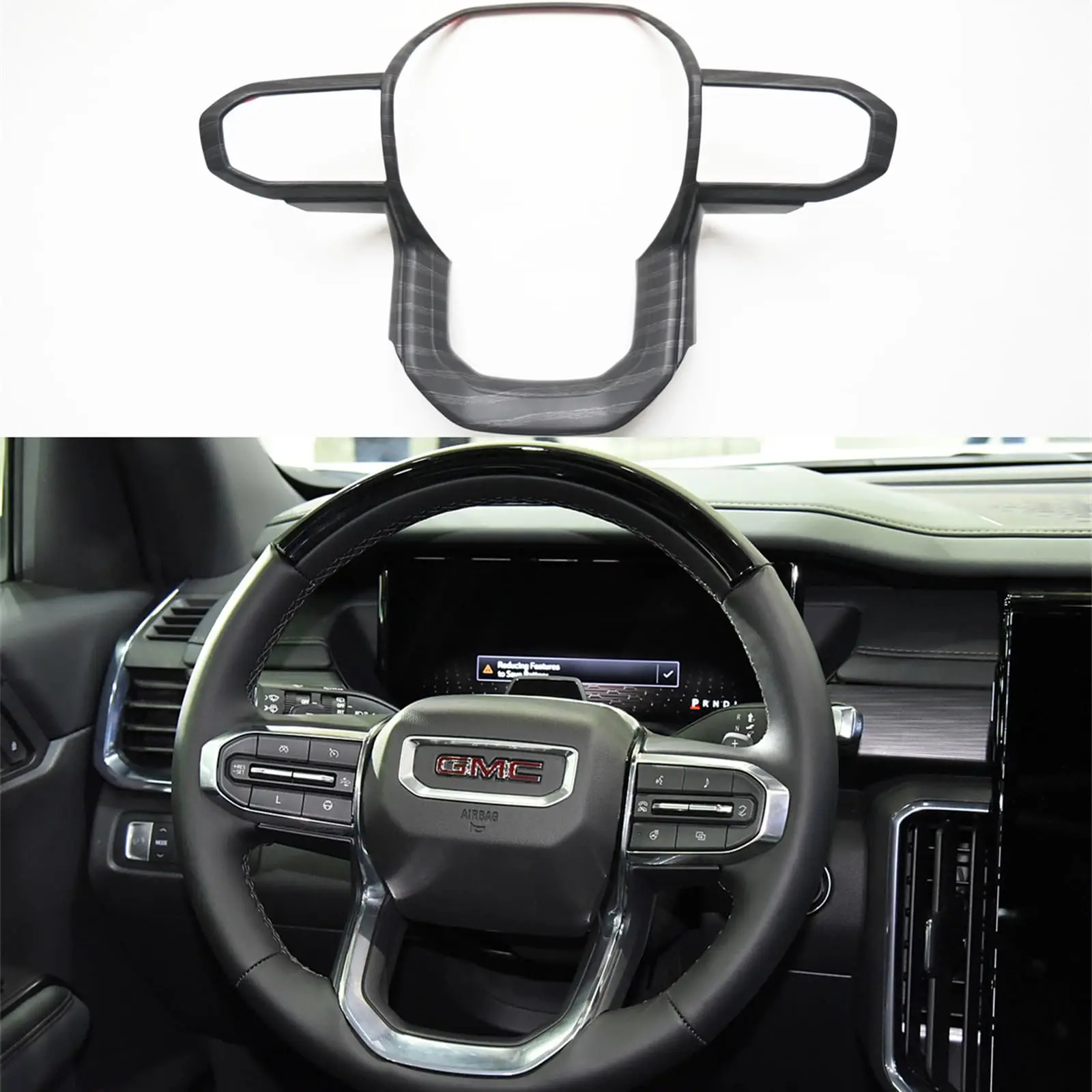 

Black Wood Grain Steering Wheel Trim Cover For GMC Canyon Acadia Sierra EV Chevrolet Colorado 2024 2025 2026