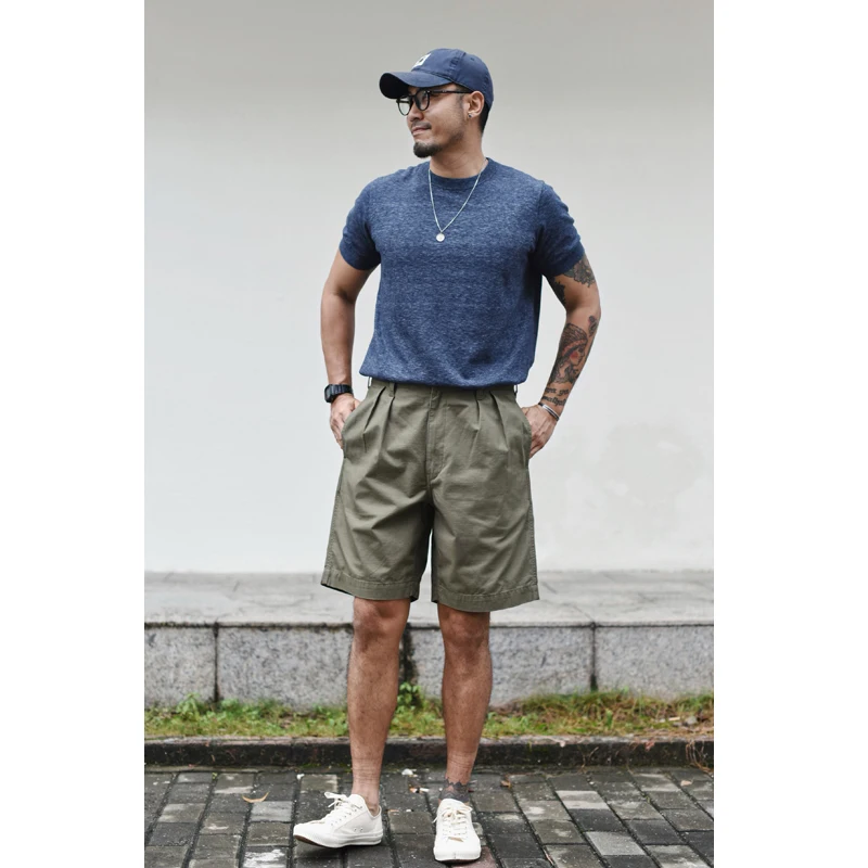 

Lightweight Casual Men's orts M52 Loose Fit Workwear Summer High Waist Zipper Canvas Retro Sle Comfortable Cotton Pants