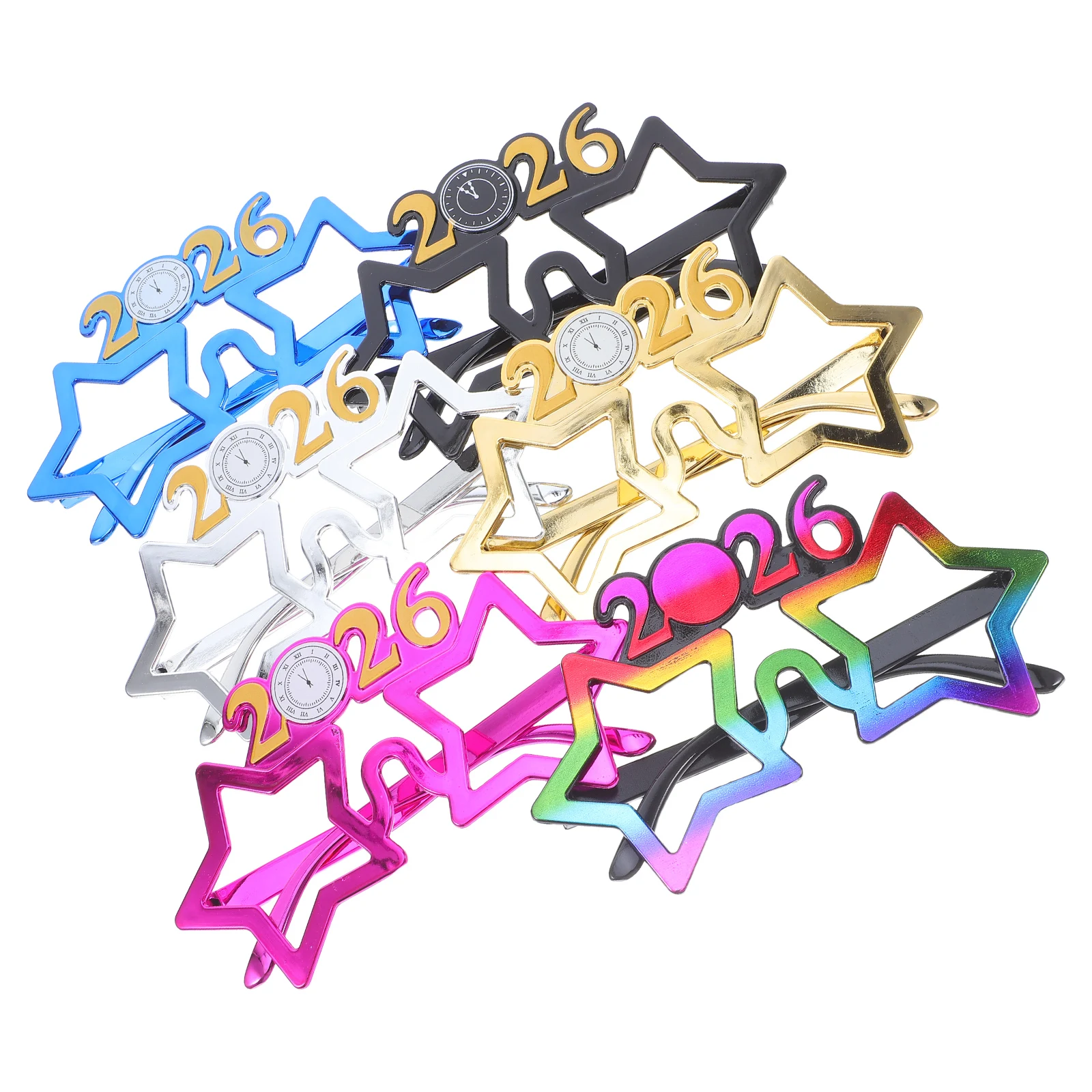 

6pcs 2026 Party Glasses Sturdy Pc Material Eye-Catching Colors Retro Design Photo Booth Props Graduation Birthday Holiday Events